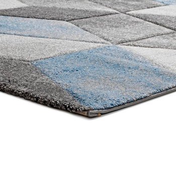 Alfombras 100% Polipropileno HEAT-SET Frisè Alfombra geométrica cubos planos azul 60x120